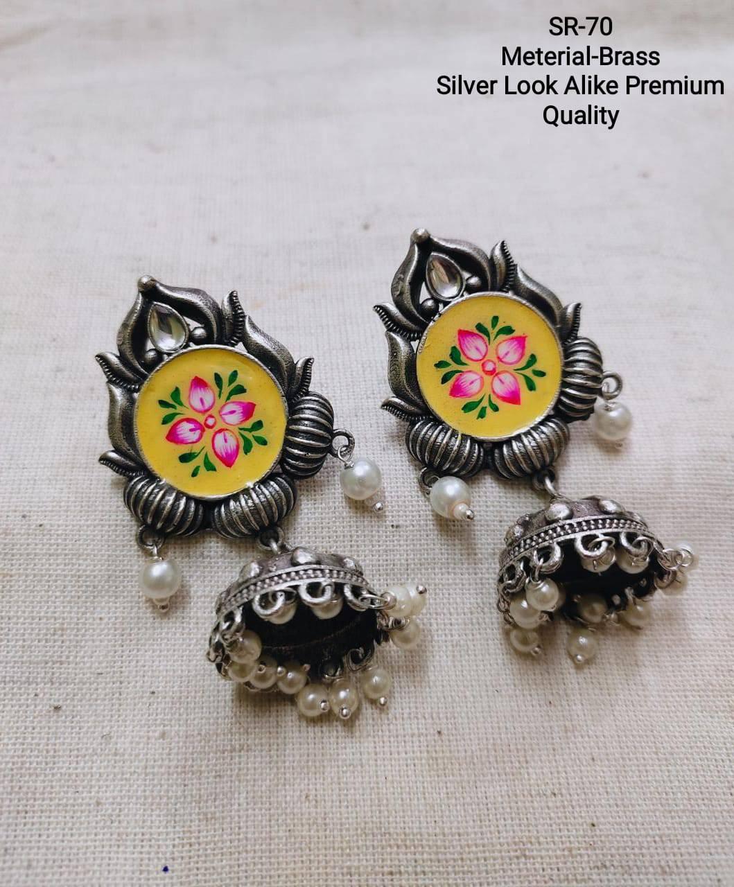 Round Shaped Enamel Jhumka Earring with Pearl | Sarichka