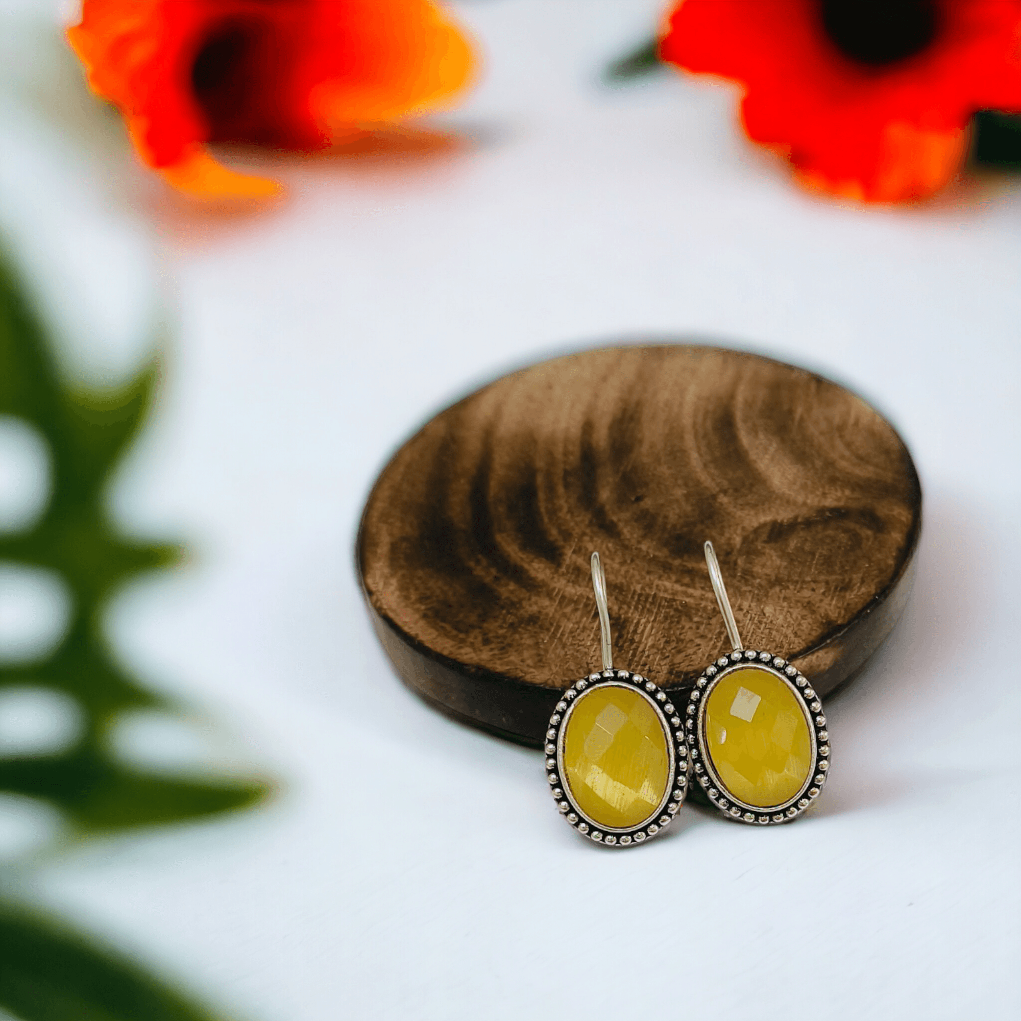 Trendy Stone Oxidized Hook Earring