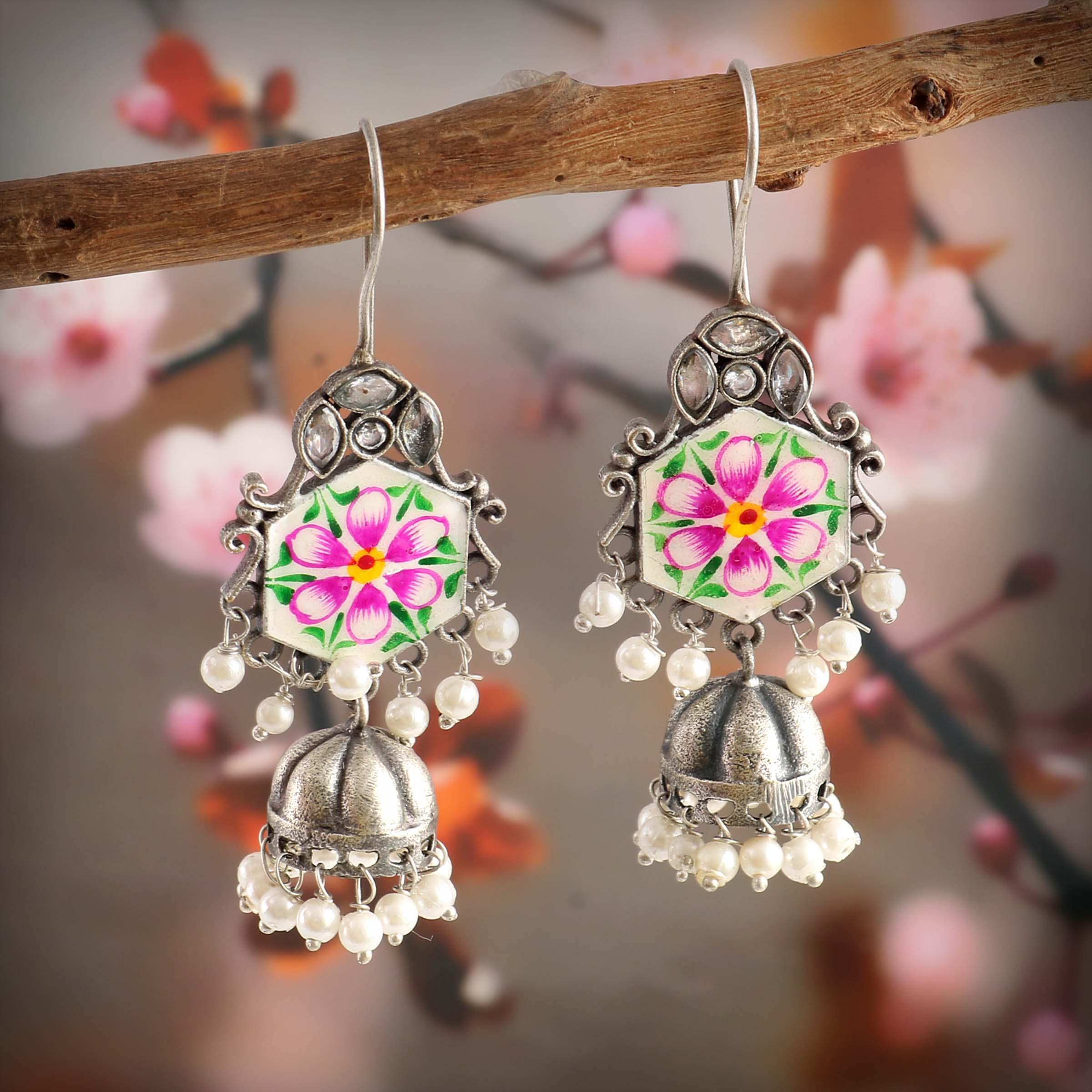 Oxidised hand-painted Jewelry| Sarichka