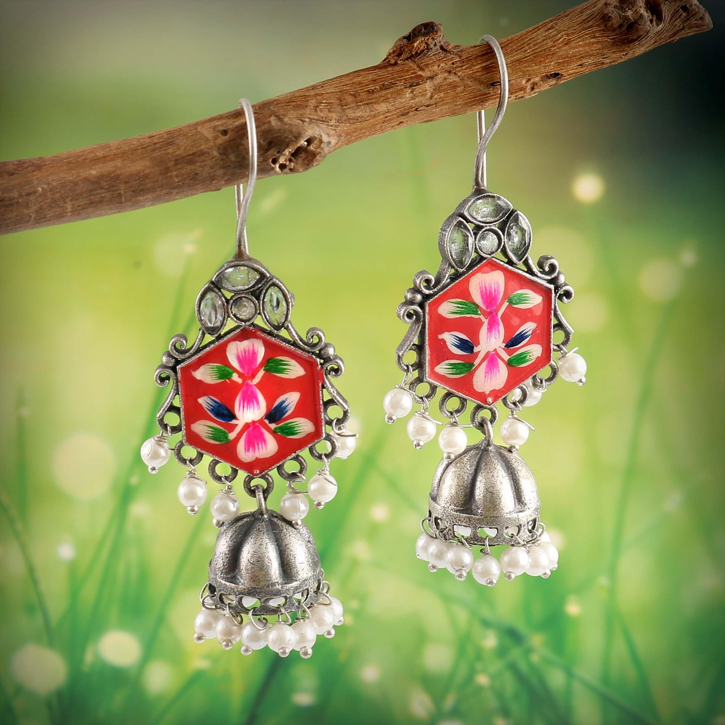 Oxidised hand-painted Jewelry| Sarichka