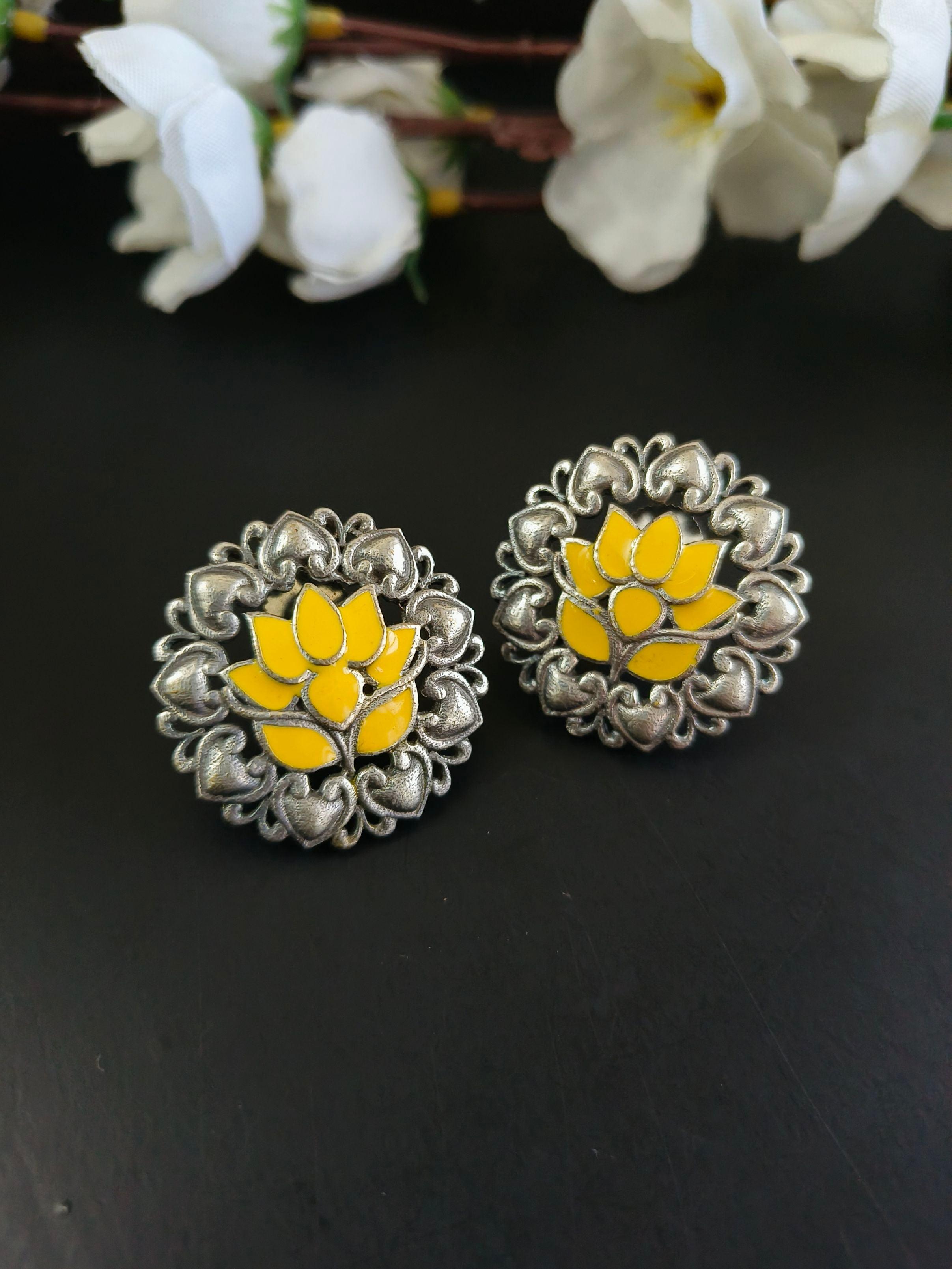 Sarichka Oxidised Enamel Stud Earring