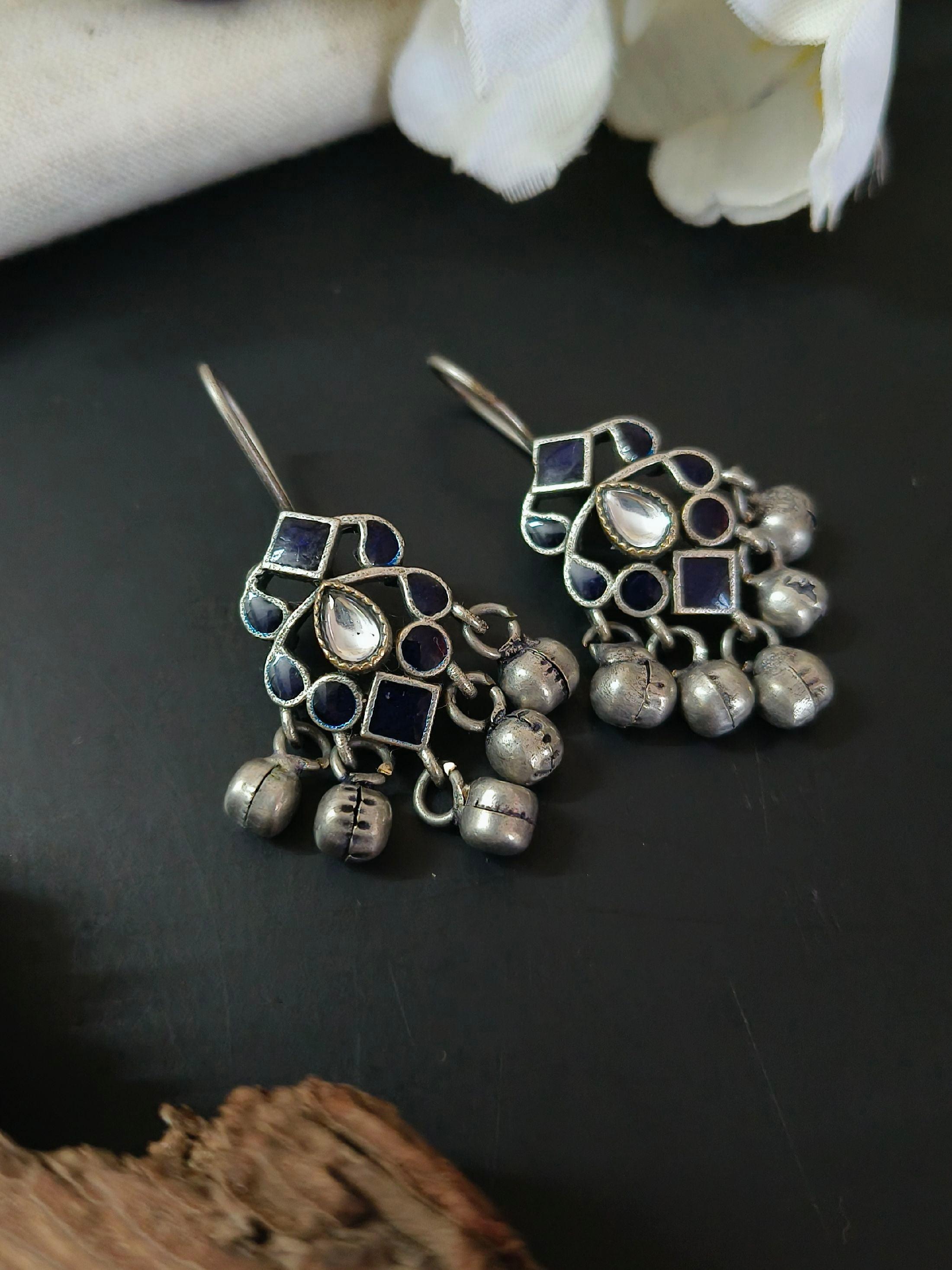 oxidised ghungroo earrings
