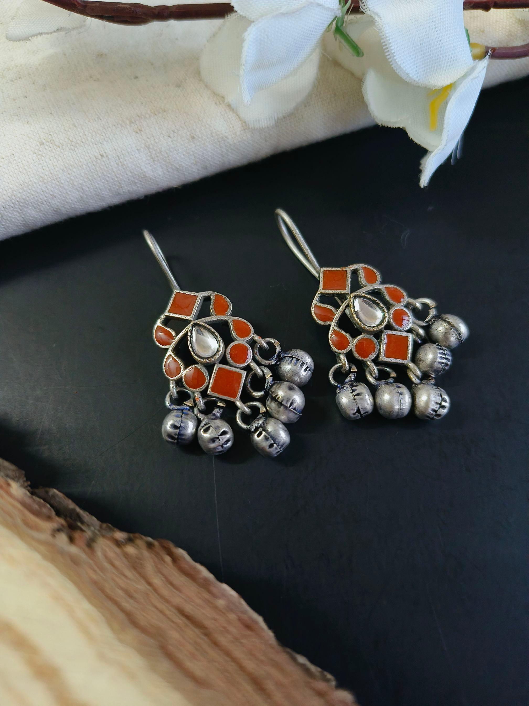 oxidised ghungroo earrings