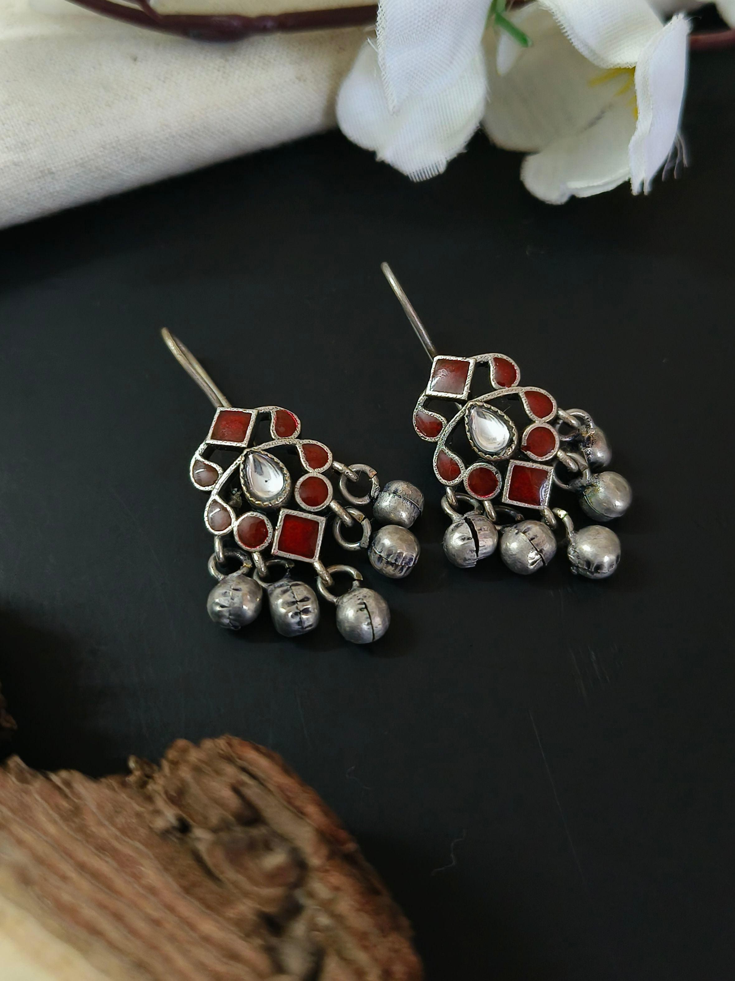 oxidised ghungroo earrings