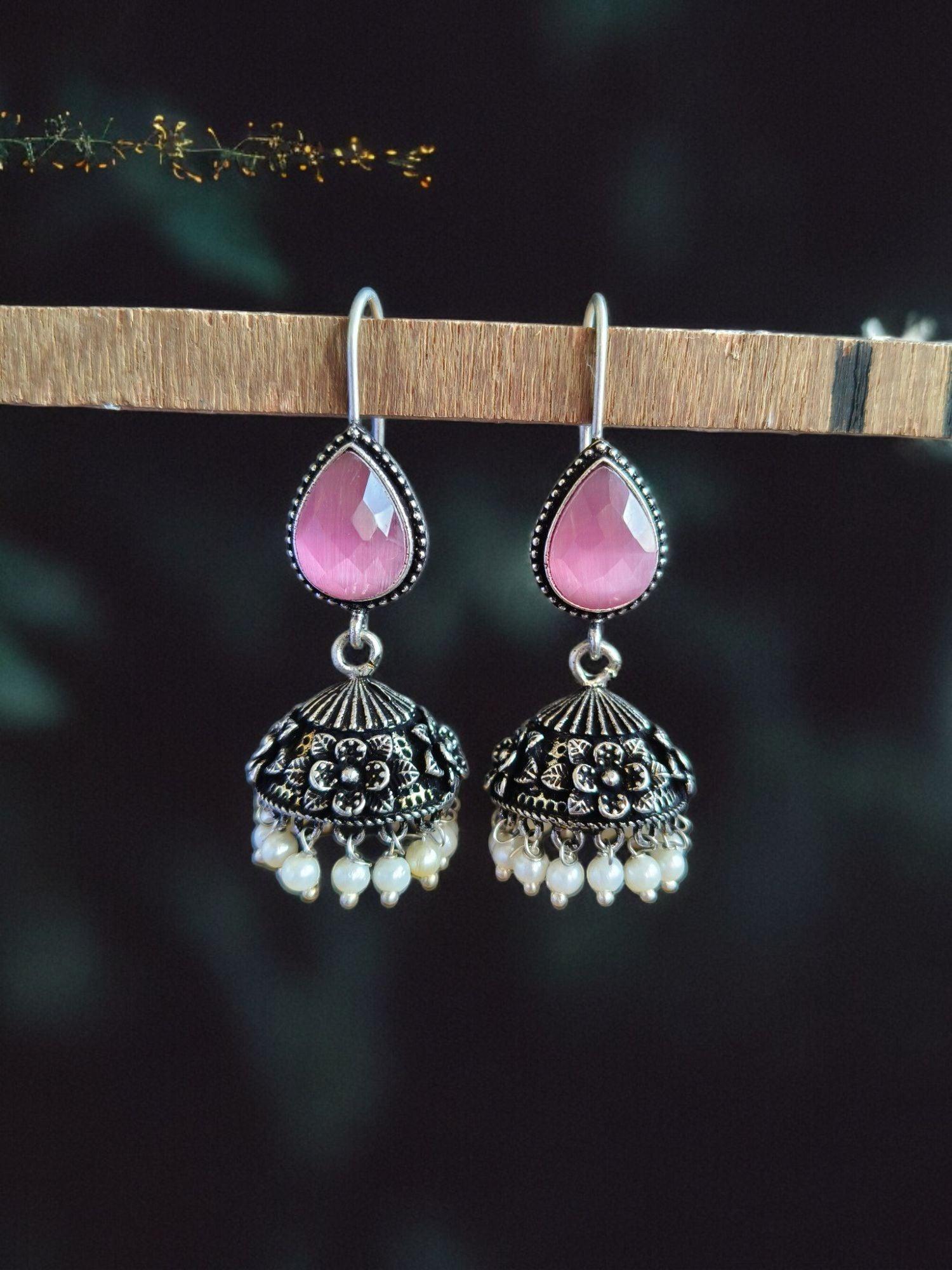 Shiny Hook Earrings Oxidized Silver Plated