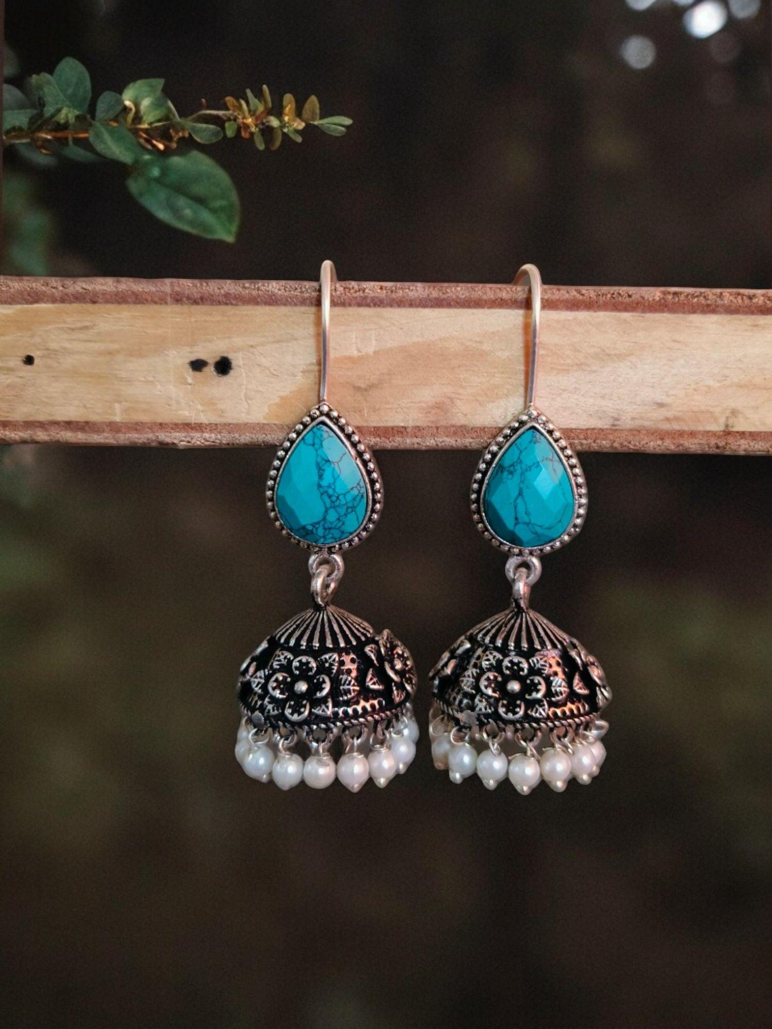 Shiny Hook Earrings Oxidized Silver Plated