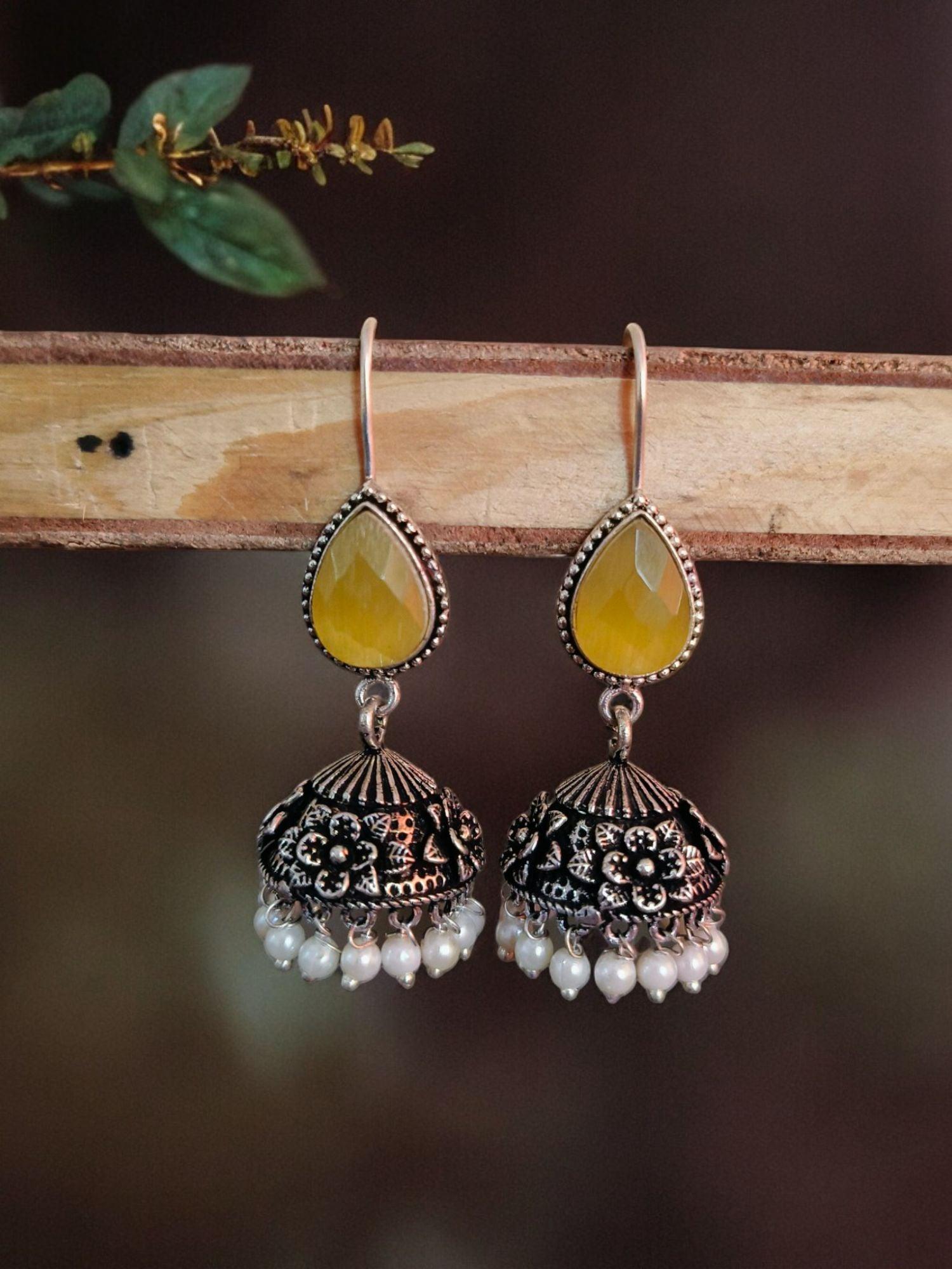 Shiny Hook Earrings Oxidized Silver Plated