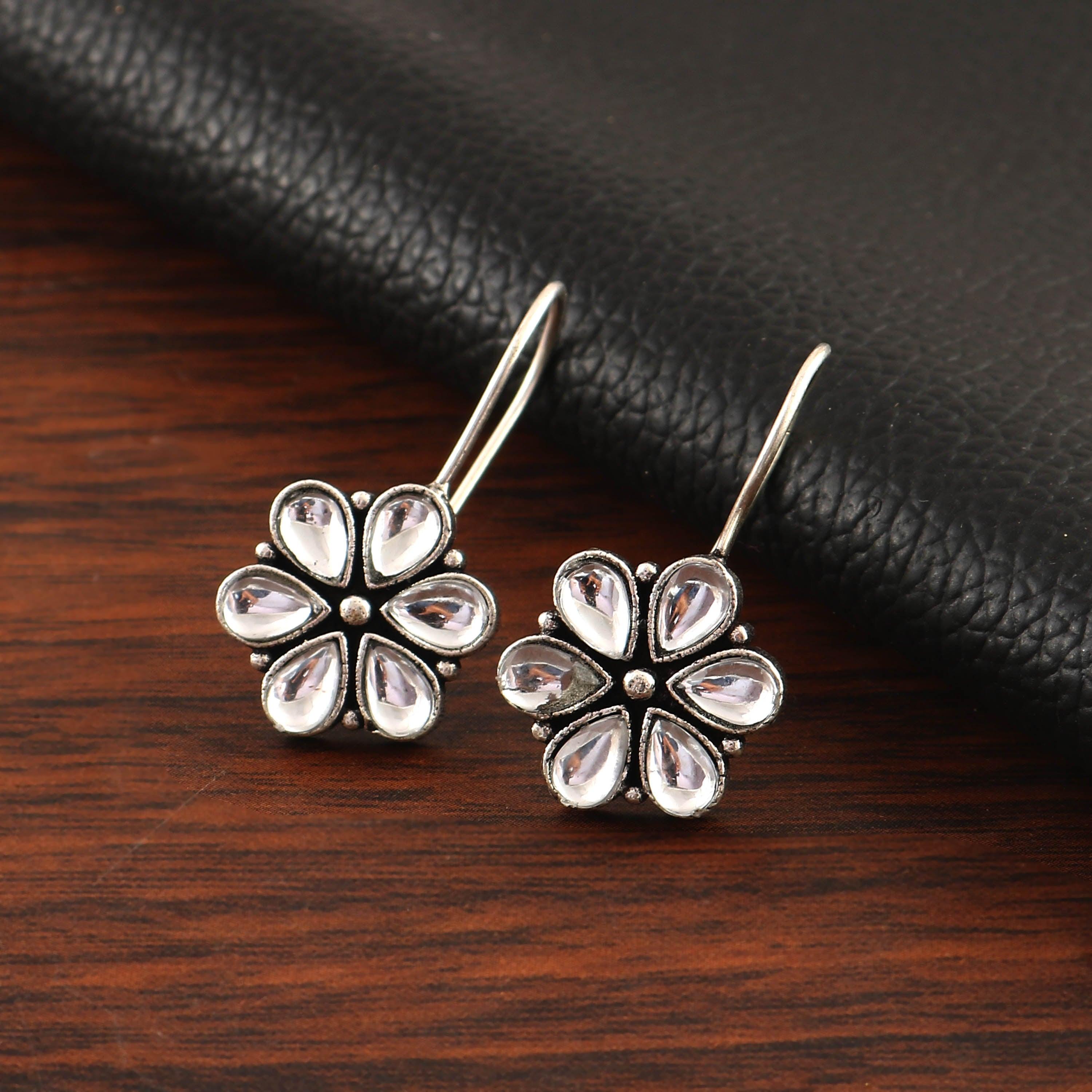 Cubic Zirconia Oxidised Stud Earrings | Sarichka