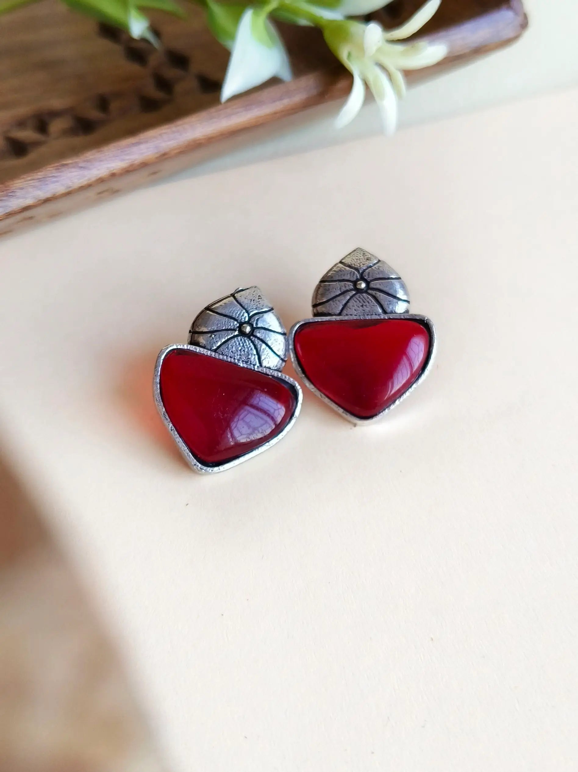 Monalisa Daily Wear German Silver Stud Earrings for Effortless Style | Sarichka
