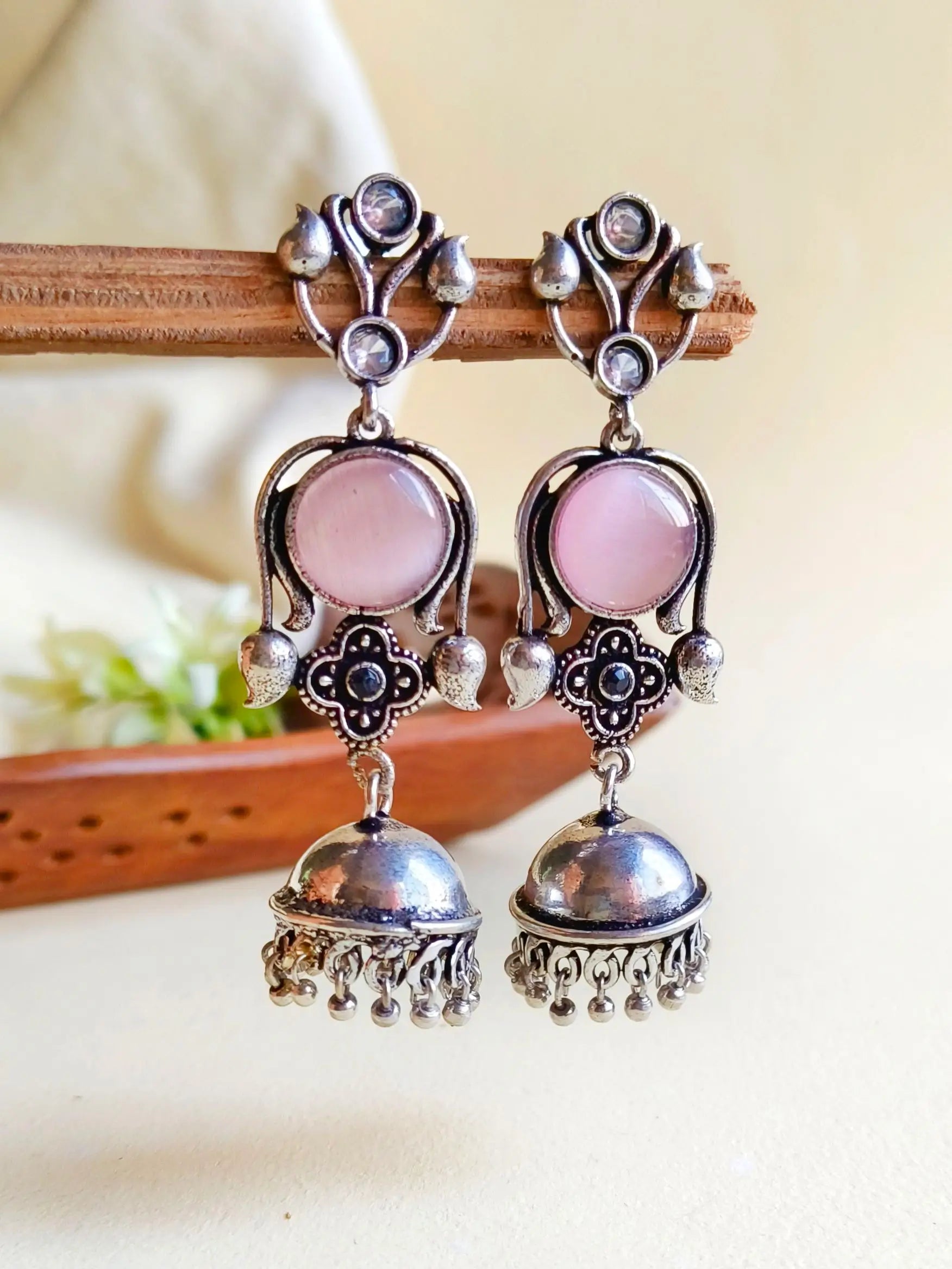 Oxidised Three-Tier Party Wear Jhumka Earrings | Sarichka