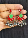 Hand-Painted Silver Enamel Danglers – Elegant & Timeless | Sarichka