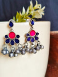 Hand-Painted Silver Enamel Danglers – Elegant & Timeless | Sarichka
