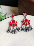 Hand-Painted Silver Enamel Danglers – Elegant & Timeless | Sarichka