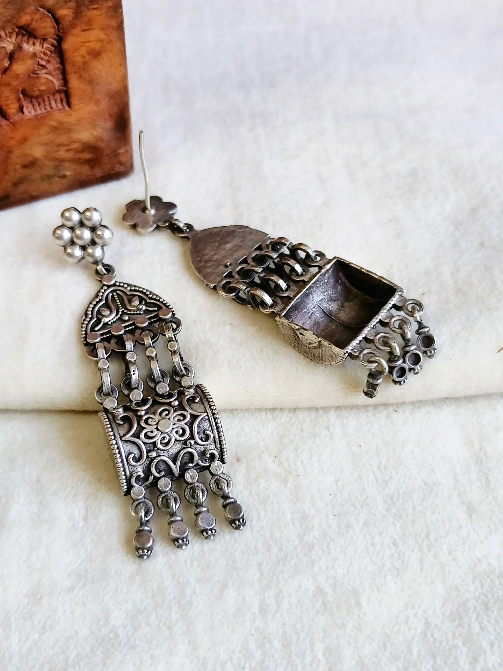Navratri Special 925 Silver Dangler Earrings | Sarichka