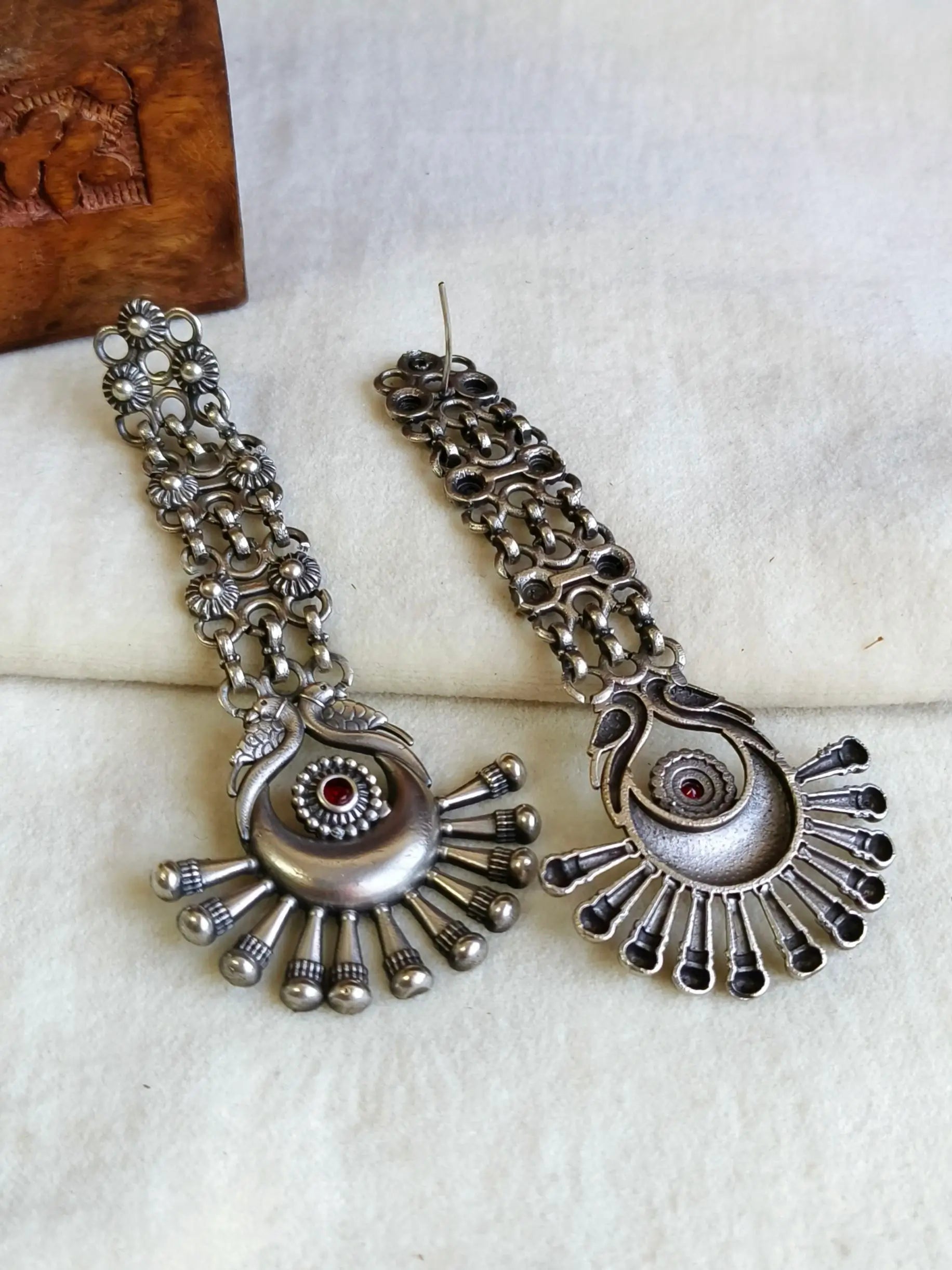 925 Silver Oxidised Festive Dangler Earrings | Sarichka