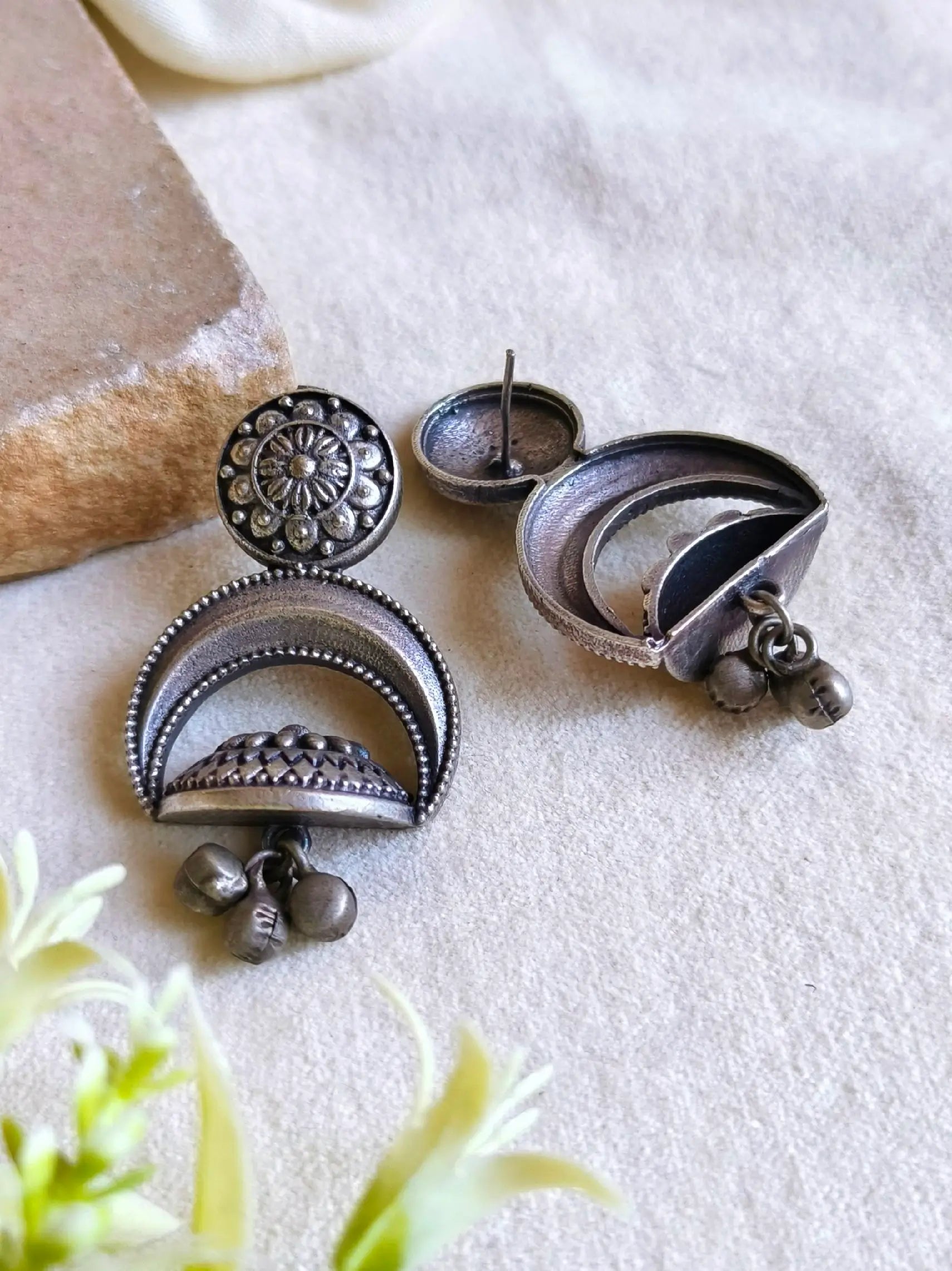 Exquisite 925 Silver Plated Antique Danglers | Sarichka