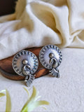 Elegant Silver Peacock Stud Earrings | Sarichka