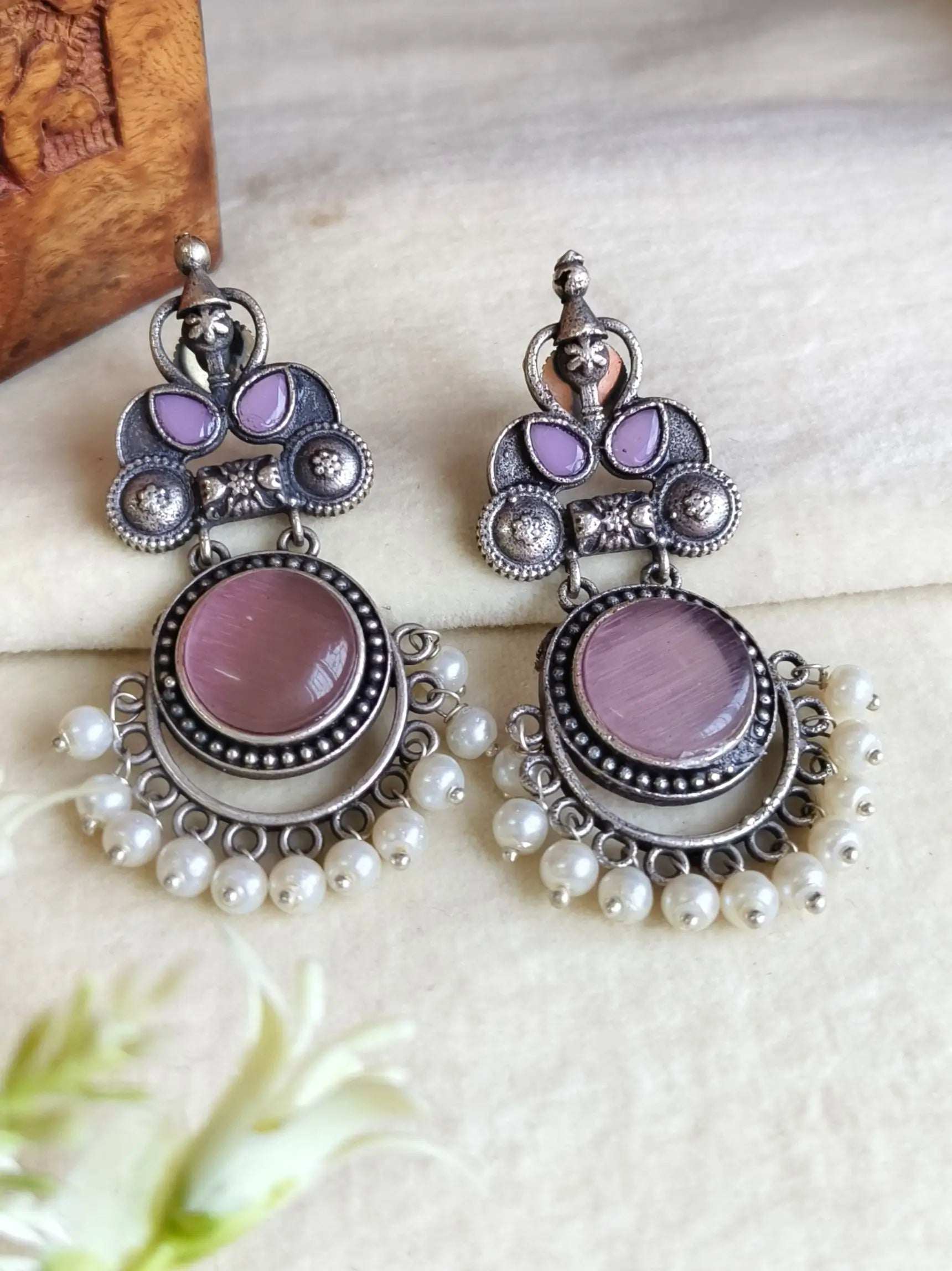 925 Silver Plated Elegant Party Danglers | Sarichka