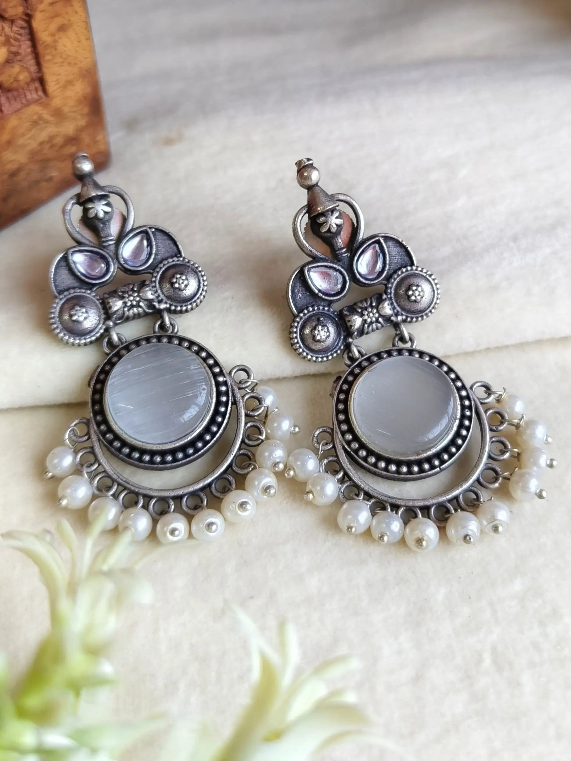 925 Silver Plated Elegant Party Danglers | Sarichka