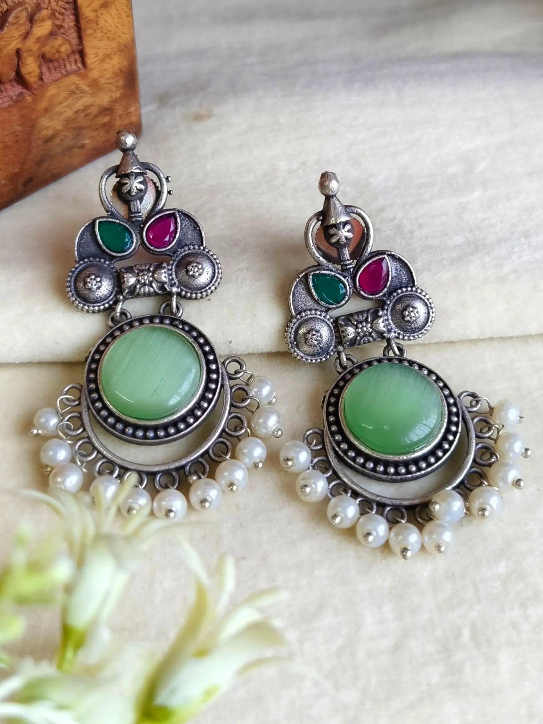 925 Silver Plated Elegant Party Danglers | Sarichka