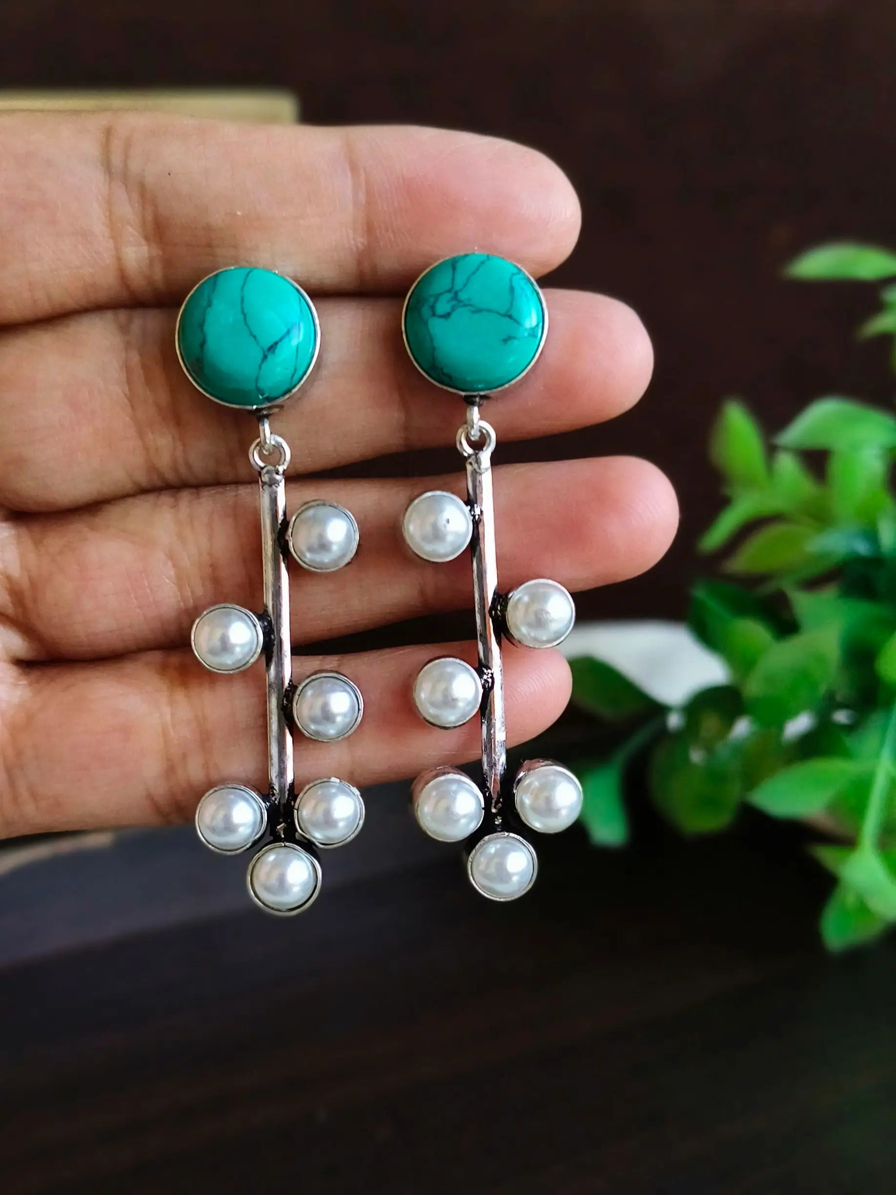 Premium Monalisa Oxidised Danglers with Stone Spark | Sarichka Fashion