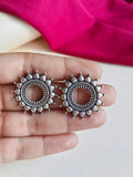 Oxidised Silver Sparkle Choker Set with Studs | Sarichka Fashion