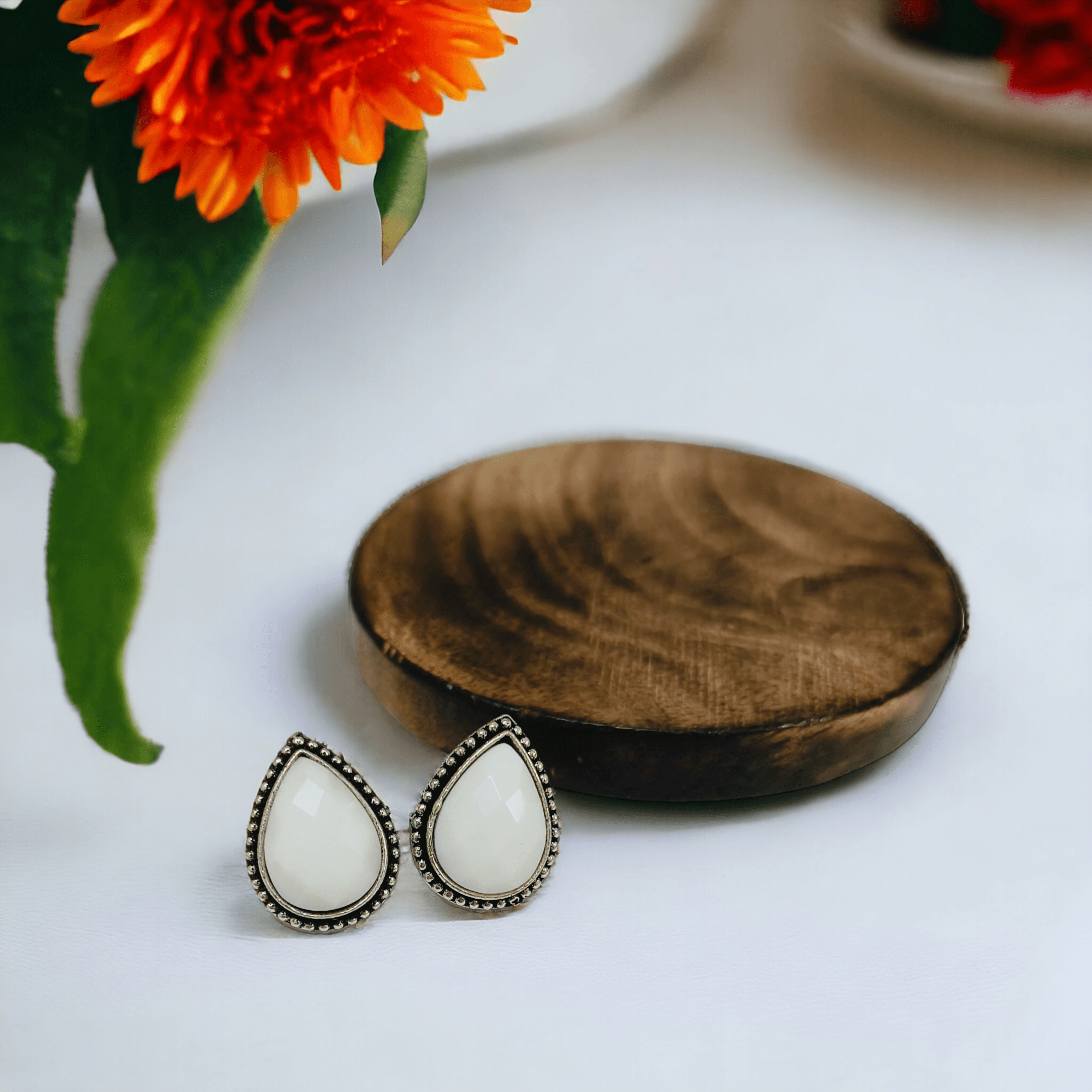 Drop Stone Oxidised Studs | Sarichka