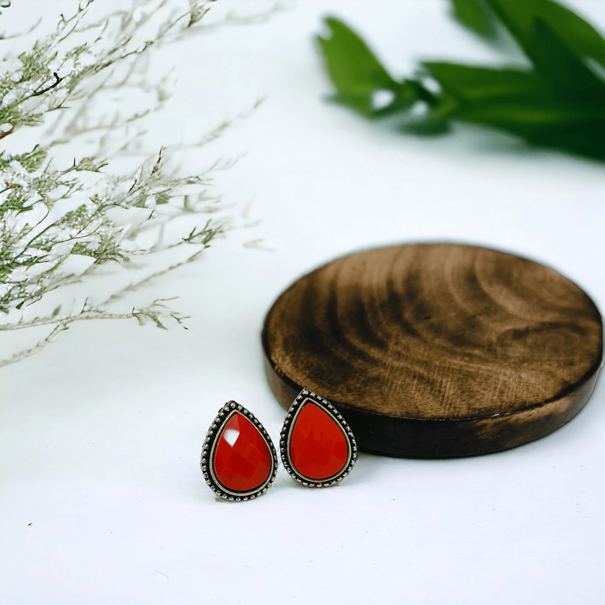 Drop Stone Oxidised Studs | Sarichka