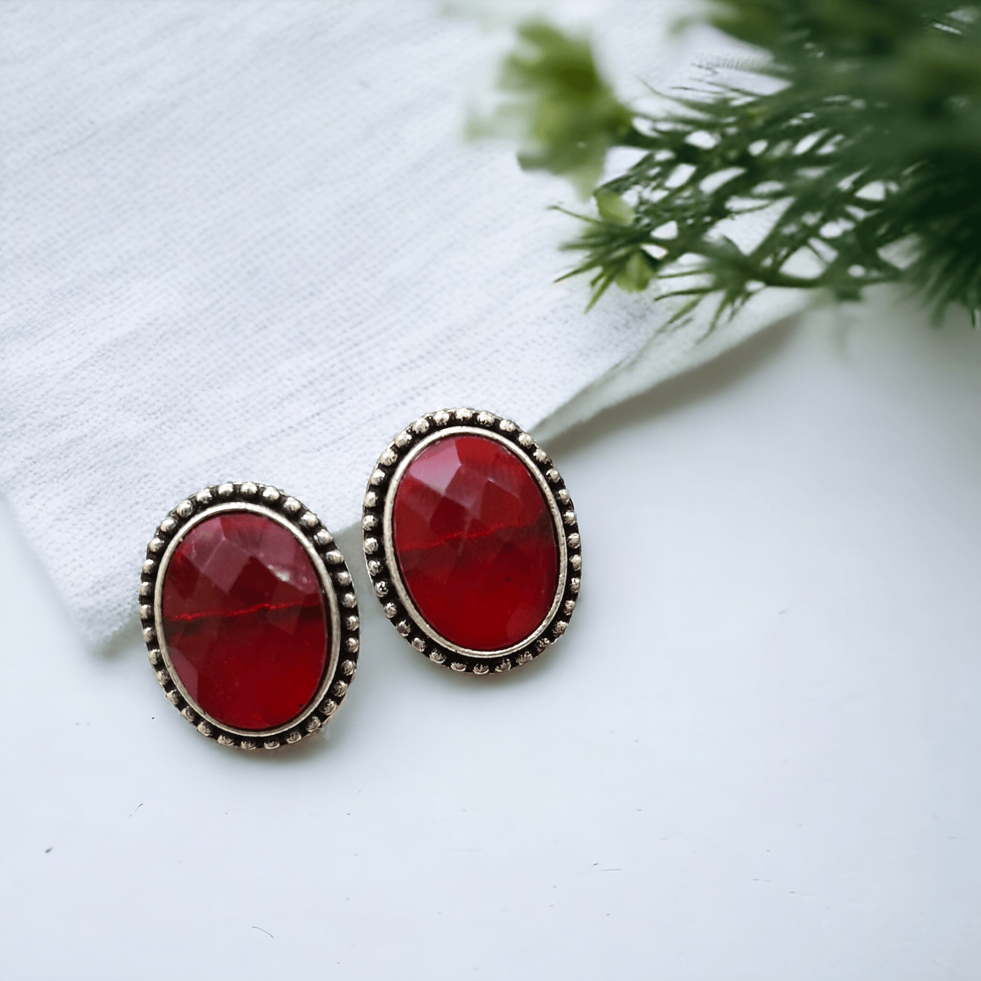 Oval Shaped Oxidised Studs | Sarichka