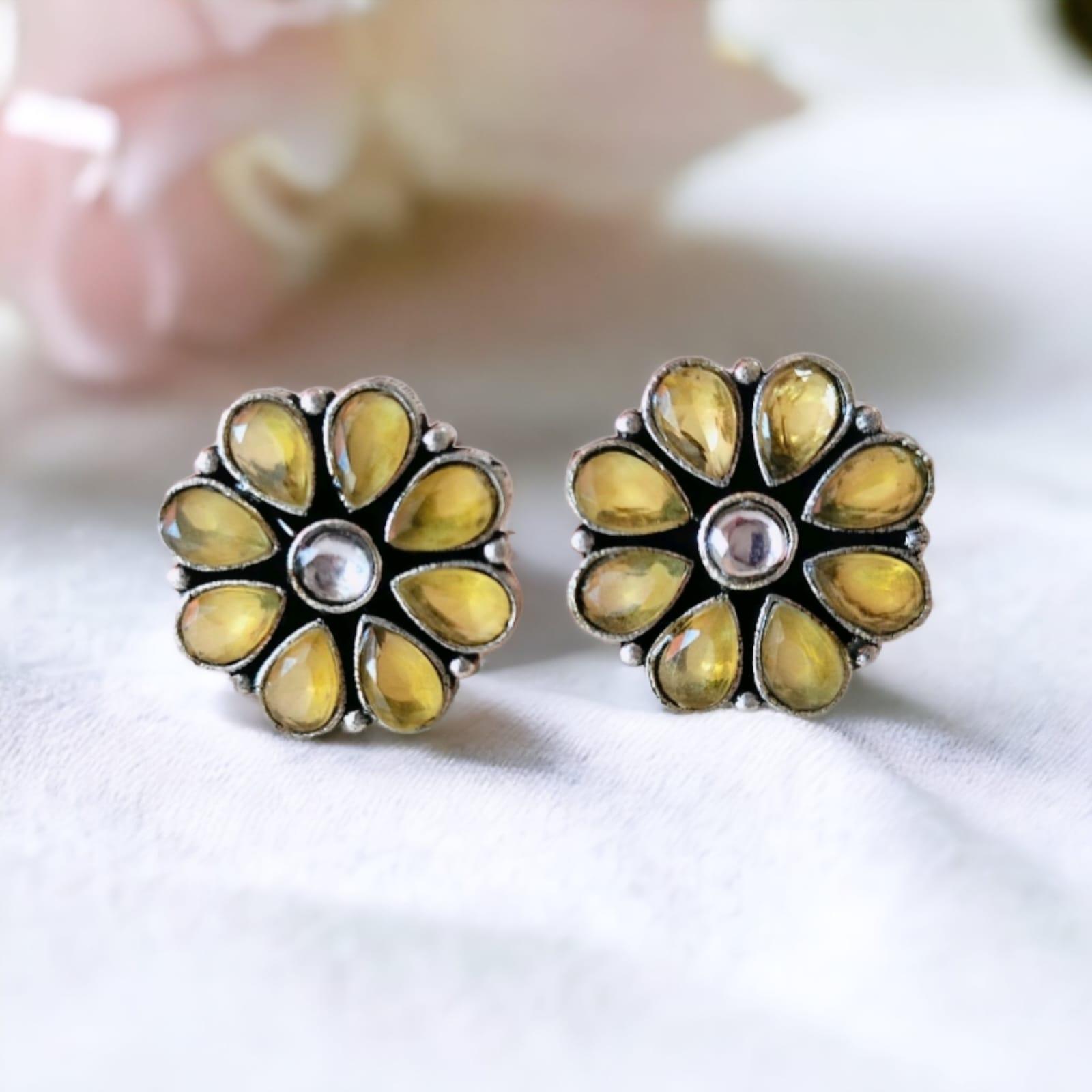 Flower Oxidised Stud Earrings | Sarichka