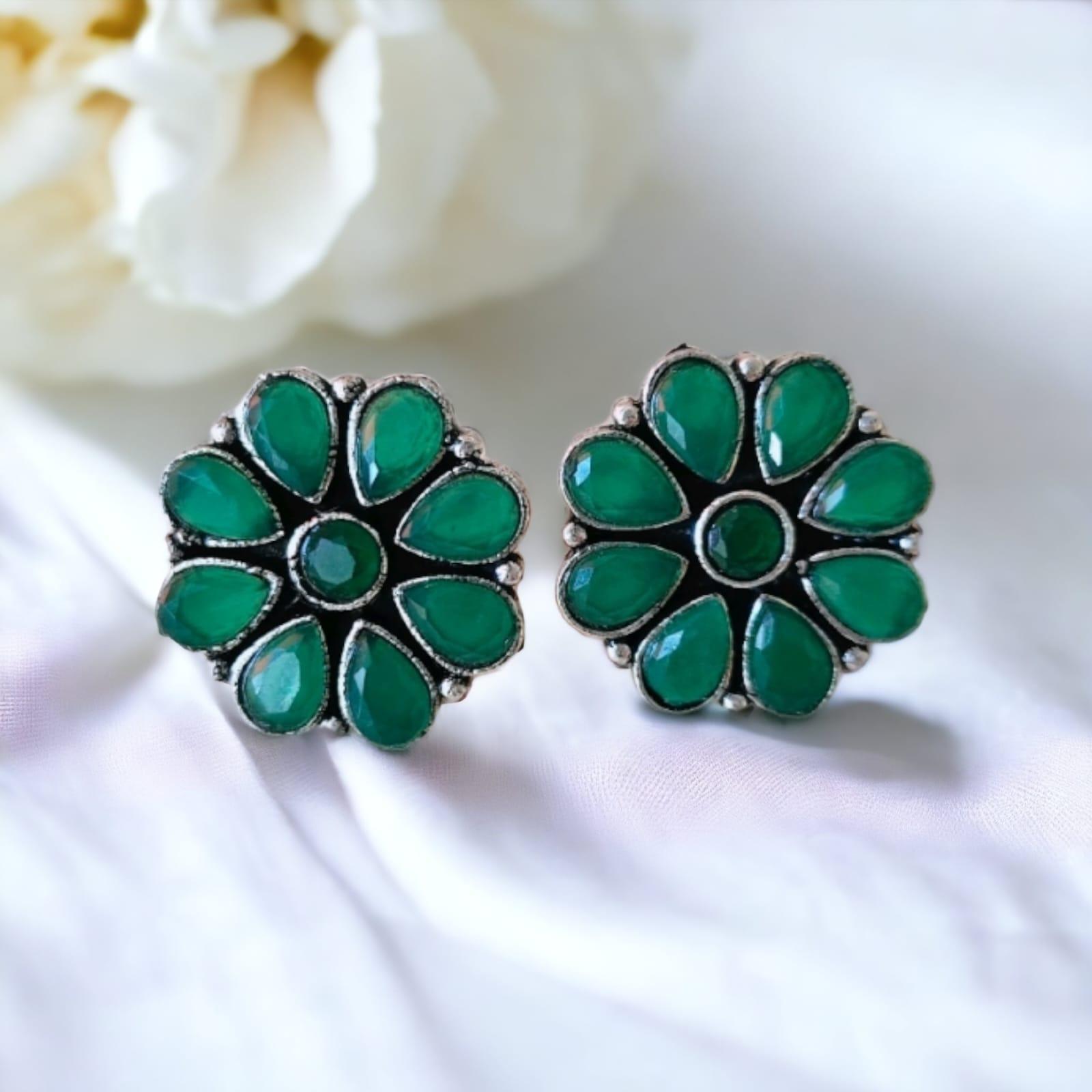 Flower Oxidised Stud Earrings | Sarichka