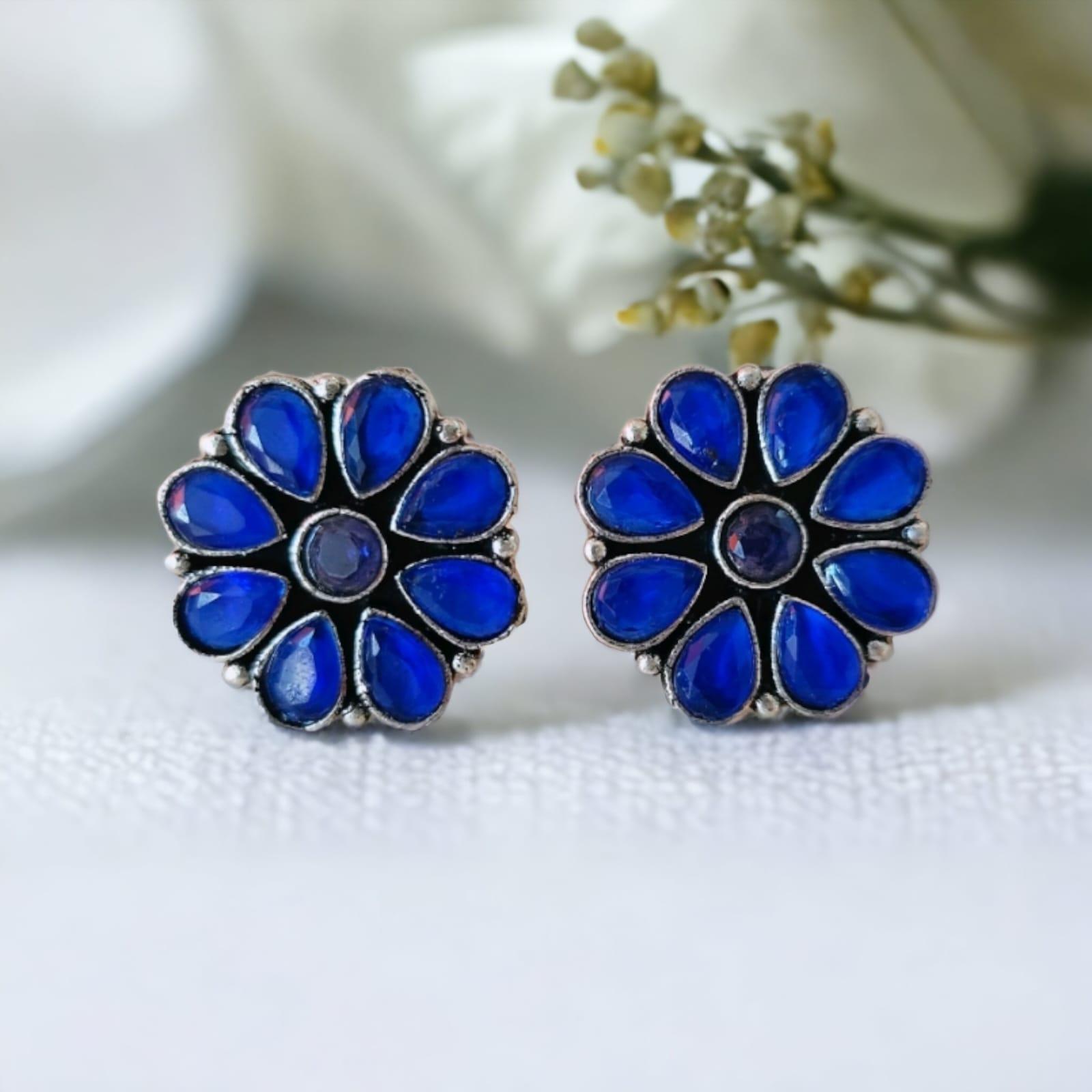 Flower Oxidised Stud Earrings | Sarichka