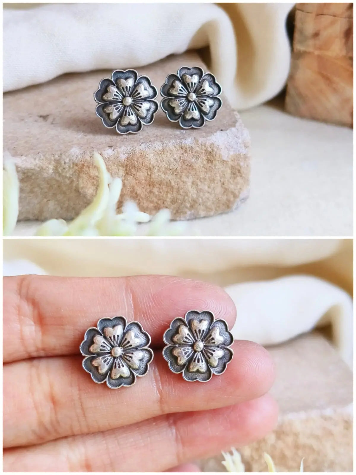 Trendy German Silver Tiny Studs Set | Sarichka