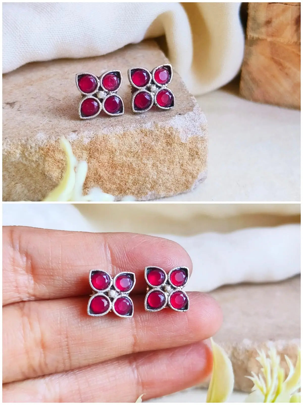 Elegant Oxidised Brass Tiny Studs Combo | Sarichka