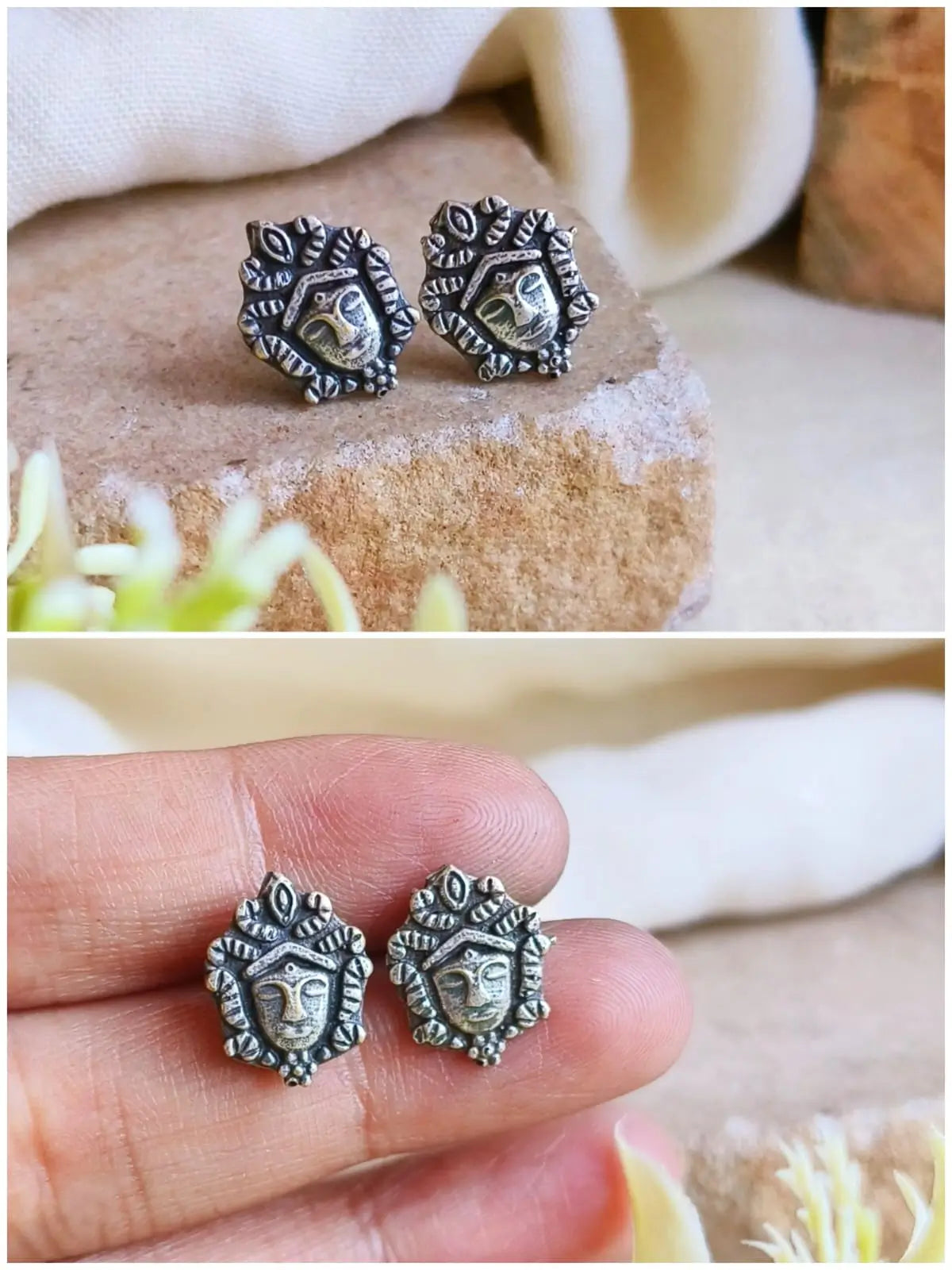 Elegant Oxidised Silver Studs Earrings| Sarichka