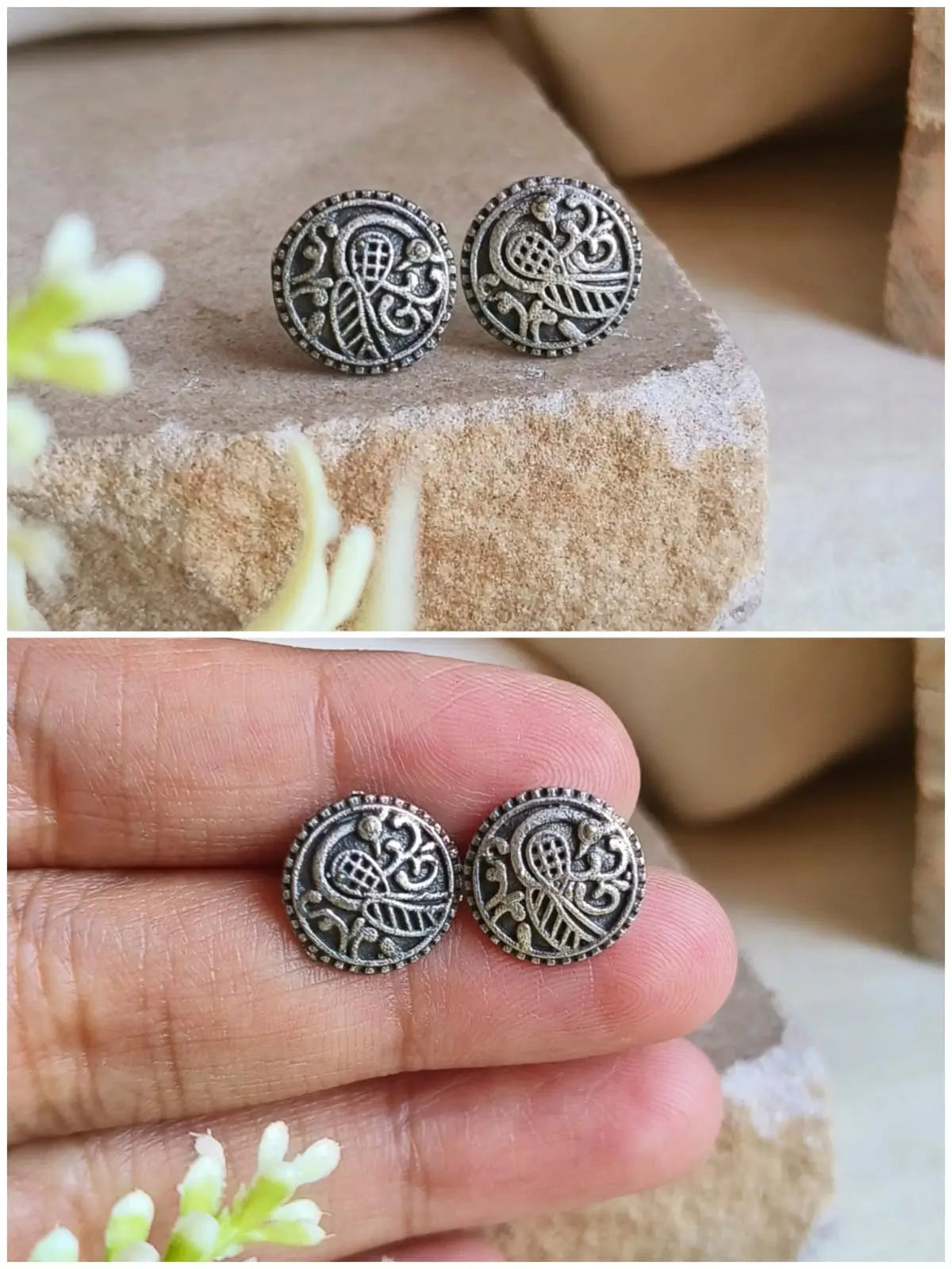 Trendy German Silver Tiny Studs Set | Sarichka