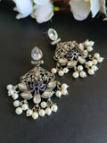 Clustered Pearl Oxidised Silver Earrings | Sarichka - Sarichka FashionSarichka Fashion